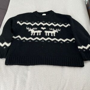 H&M Black and White Reindeer Sweater